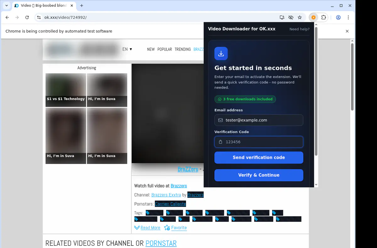 Okxxx Video Downloader browser extension screenshot 4