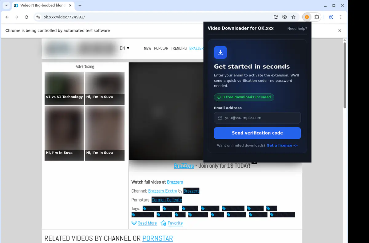 Okxxx Video Downloader browser extension screenshot 5